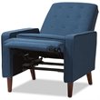 Bowery Hill Tufted Recliner in Blue and Walnut