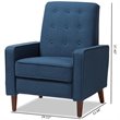 Bowery Hill Tufted Recliner in Blue and Walnut