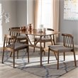 Bowery Hill Mid Century 5 Piece Dining Set in Beige and Walnut Brown