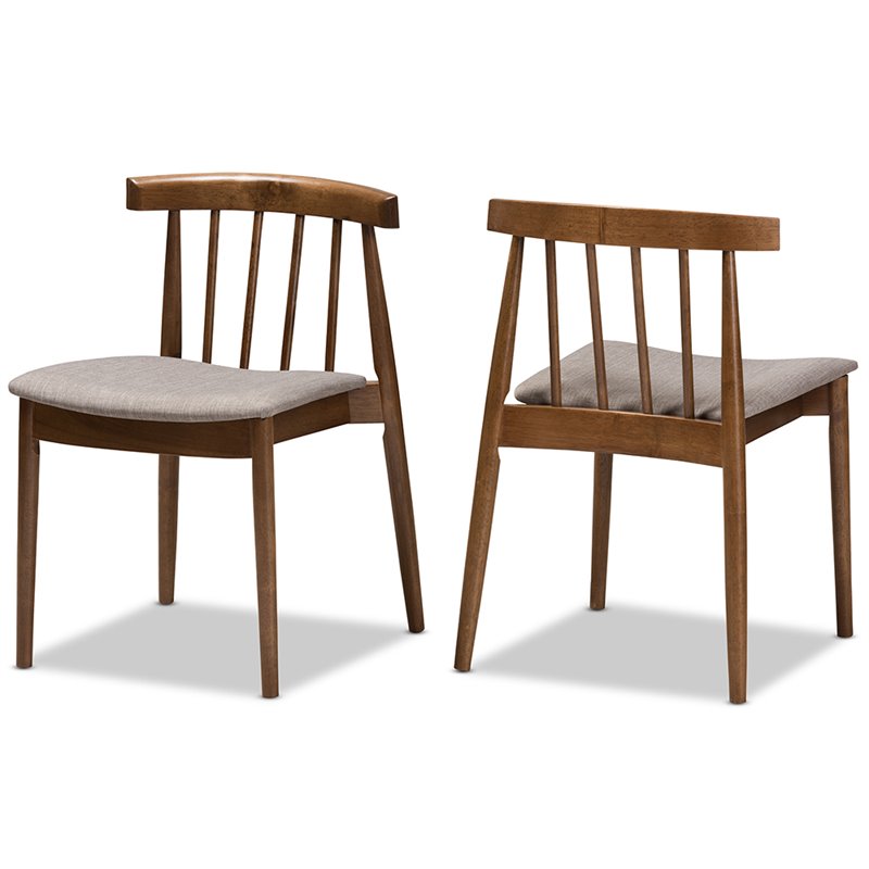 Bowery Hill Mid Century 5 Piece Dining Set in Beige and Walnut Brown