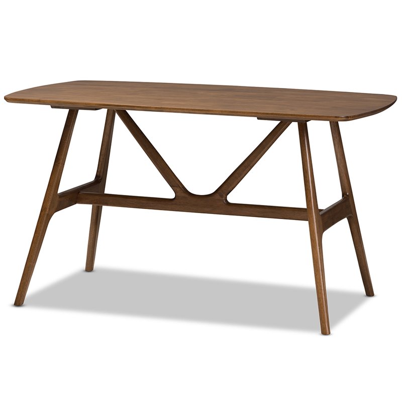 Bowery Hill Mid Century 5 Piece Dining Set in Beige and Walnut Brown