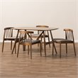 Bowery Hill Mid Century 5 Piece Dining Set in Beige and Walnut Brown