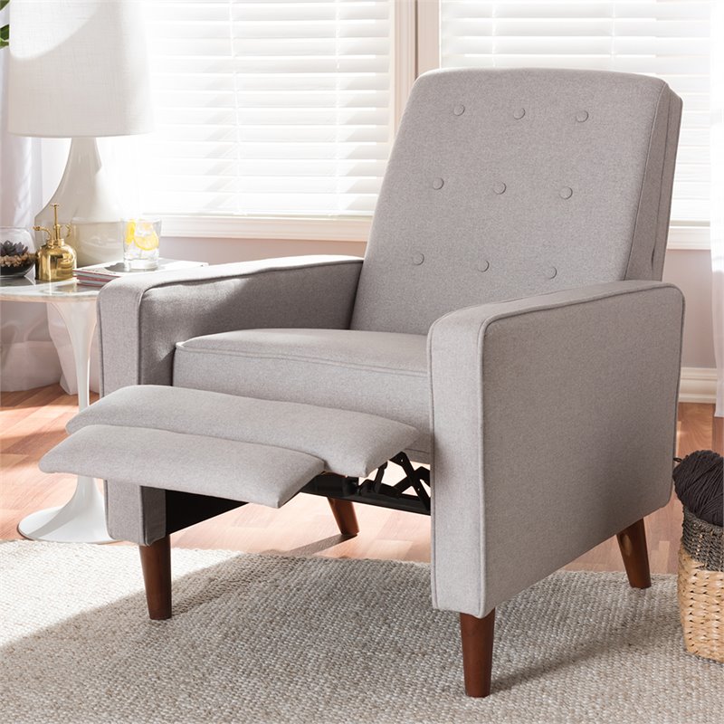Bowery Hill Tufted Recliner in Light Gray