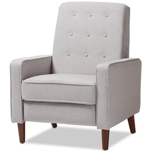 Bowery Hill Tufted Recliner in Light Gray