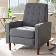 Bowery Hill Mid-Century Fabric Tufted Recliner in Gray/Walnut