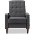 Bowery Hill Mid-Century Fabric Tufted Recliner in Gray/Walnut