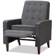 Bowery Hill Mid-Century Fabric Tufted Recliner in Gray/Walnut