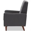 Bowery Hill Mid-Century Fabric Tufted Recliner in Gray/Walnut