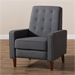 Bowery Hill Mid-Century Fabric Tufted Recliner in Gray/Walnut