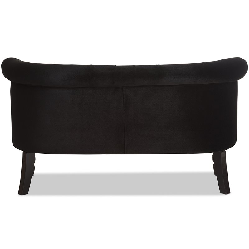 Bowery Hill Contemporary Velvet Tufted Loveseat in Black