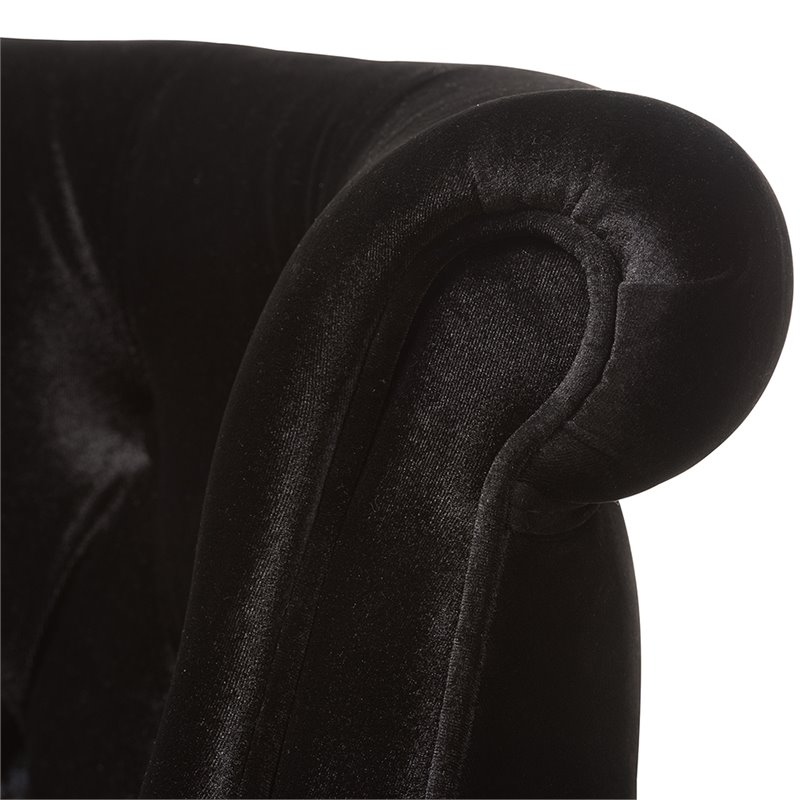 Bowery Hill Contemporary Velvet Tufted Loveseat in Black