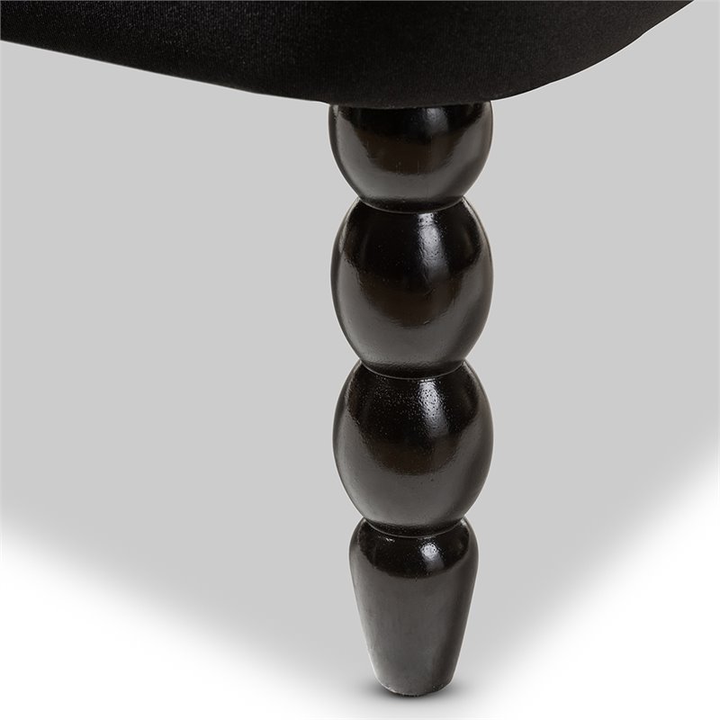 Bowery Hill Contemporary Velvet Tufted Loveseat in Black