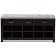 Bowery Hill 10 Cubby Upholstered Shoe Storage Bench in Gray