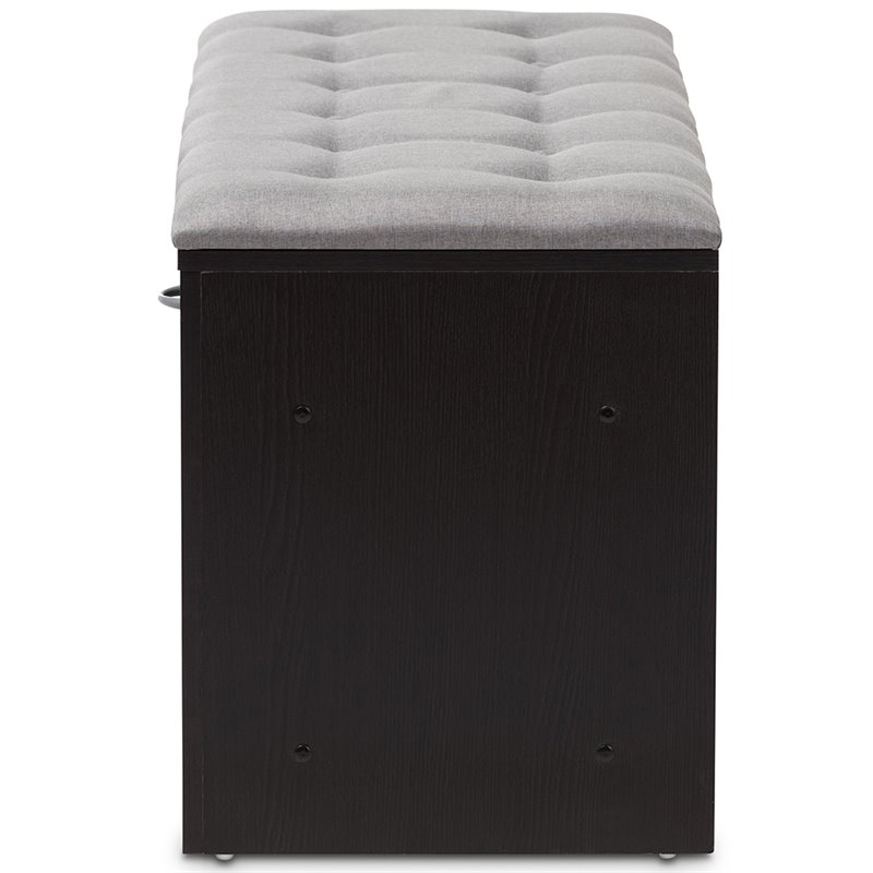 Bowery Hill 10 Cubby Upholstered Shoe Storage Bench in Gray