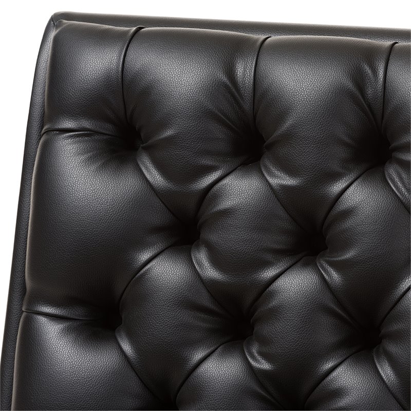 Bowery Hill Mid Century Tufted Faux Leather Accent Chair and Ottoman Set