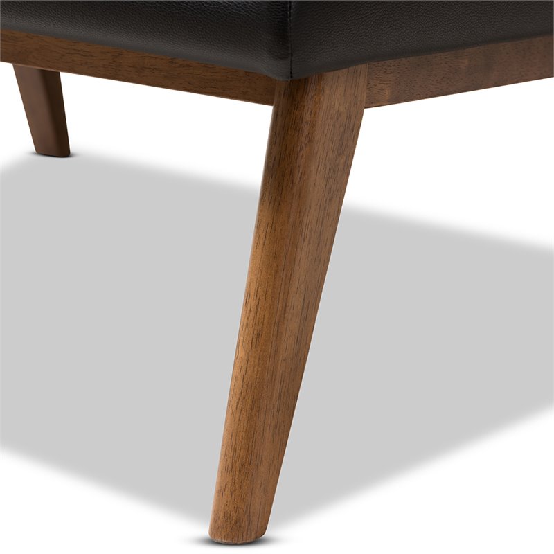 Bowery Hill Mid Century Tufted Faux Leather Accent Chair and Ottoman Set