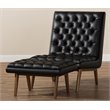 Bowery Hill Mid Century Tufted Faux Leather Accent Chair and Ottoman Set
