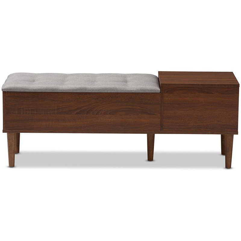 Bowery Hill Storage Bench in Light Gray and Dark Brown