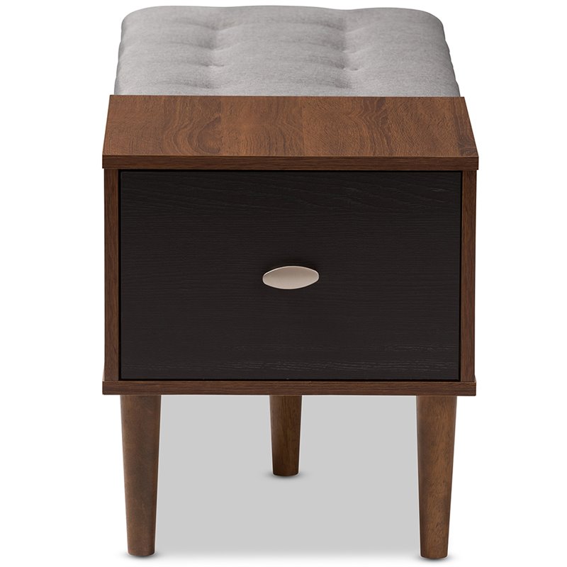 Bowery Hill Storage Bench in Light Gray and Dark Brown