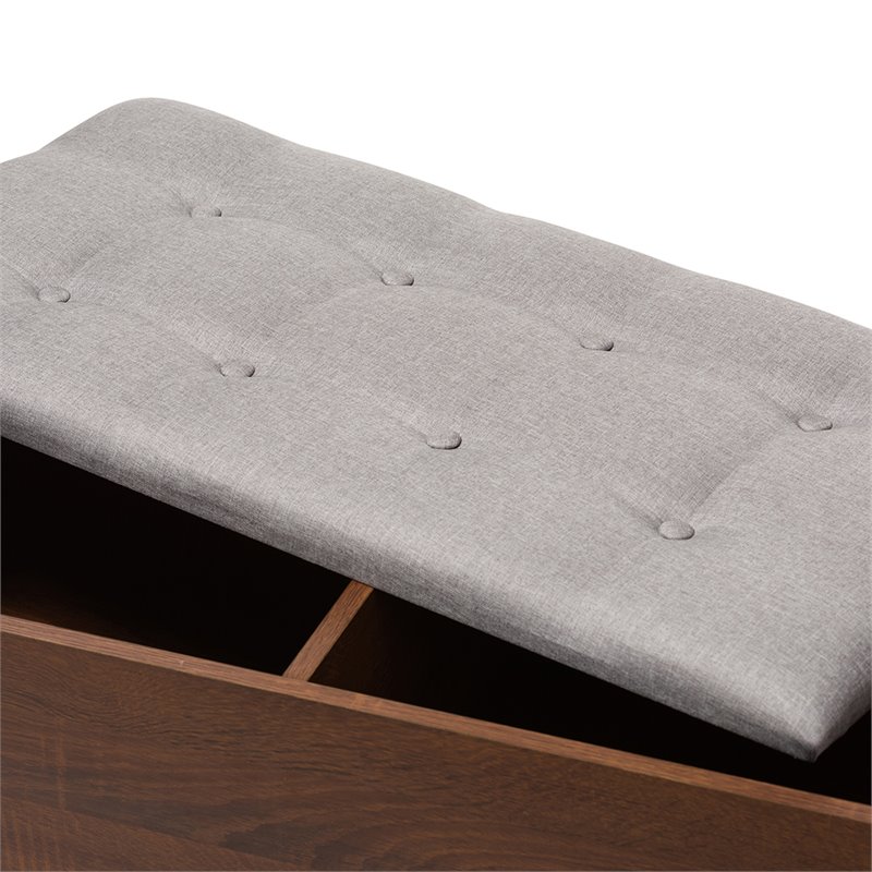 Bowery Hill Storage Bench in Light Gray and Dark Brown