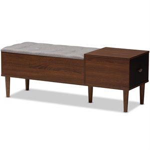 Bowery Hill Storage Bench in Light Gray and Dark Brown