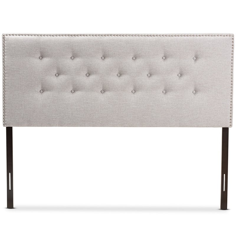 Bowery Hill Modern Tufted Full Panel Headboard in Grayish Beige
