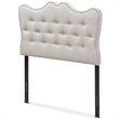 Bowery Hill Modern Tufted Twin Panel Headboard in Grayish Beige