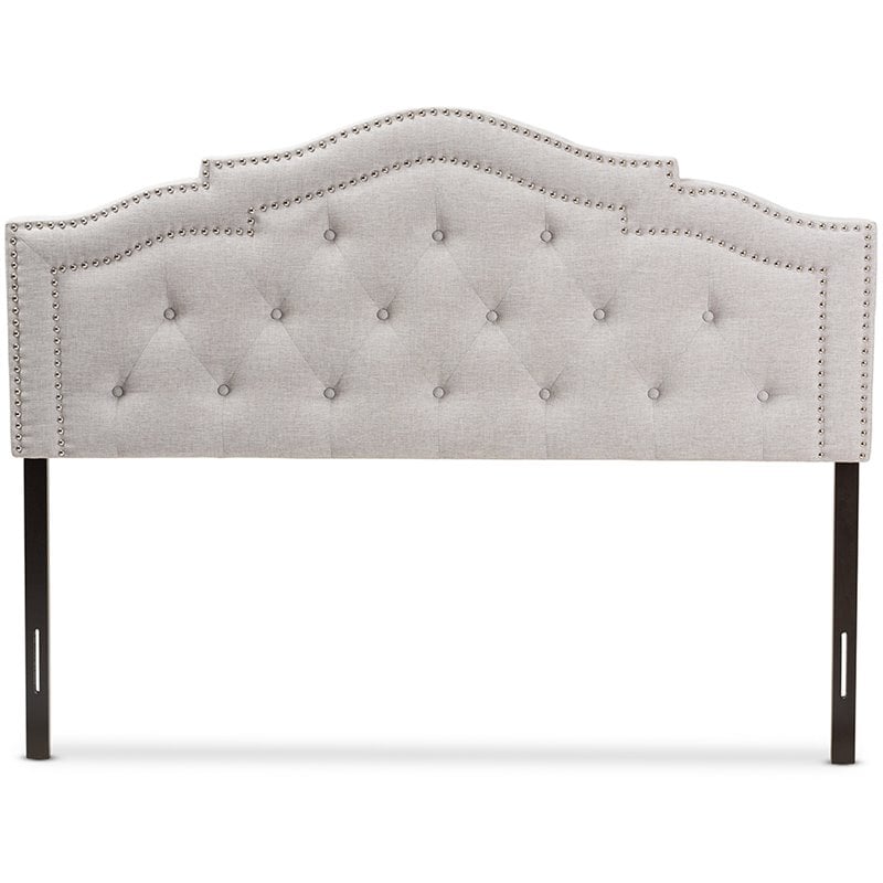 Bowery Hill Modern Tufted Full Panel Headboard in Grayish Beige