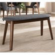 Bowery Hill Upholstered Bench in Dark Gray and Walnut Brown