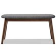 Bowery Hill Upholstered Bench in Dark Gray and Walnut Brown