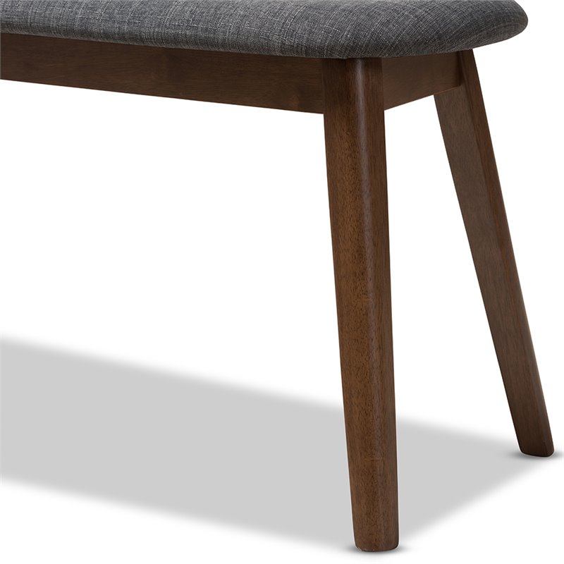 Bowery Hill Upholstered Bench in Dark Gray and Walnut Brown