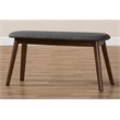 Bowery Hill Upholstered Bench in Dark Gray and Walnut Brown