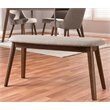 Bowery Hill Upholstered Bench in Light Gray and Walnut Brown