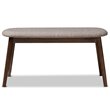 Bowery Hill Upholstered Bench in Light Gray and Walnut Brown