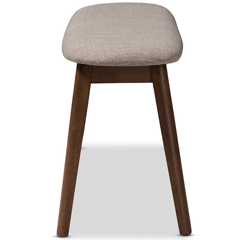 Bowery Hill Upholstered Bench in Light Gray and Walnut Brown