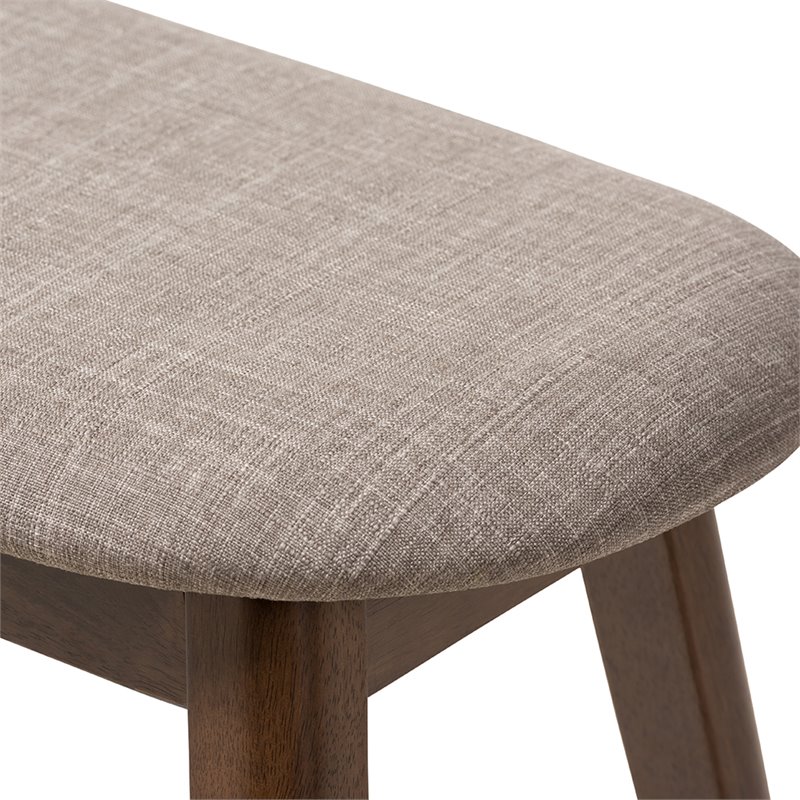 Bowery Hill Upholstered Bench in Light Gray and Walnut Brown