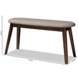 Bowery Hill Upholstered Bench in Light Gray and Walnut Brown