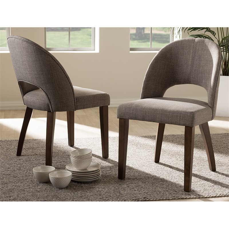 Bowery Hill Upholstered Dining Side Chair in Gray (Set of 2)