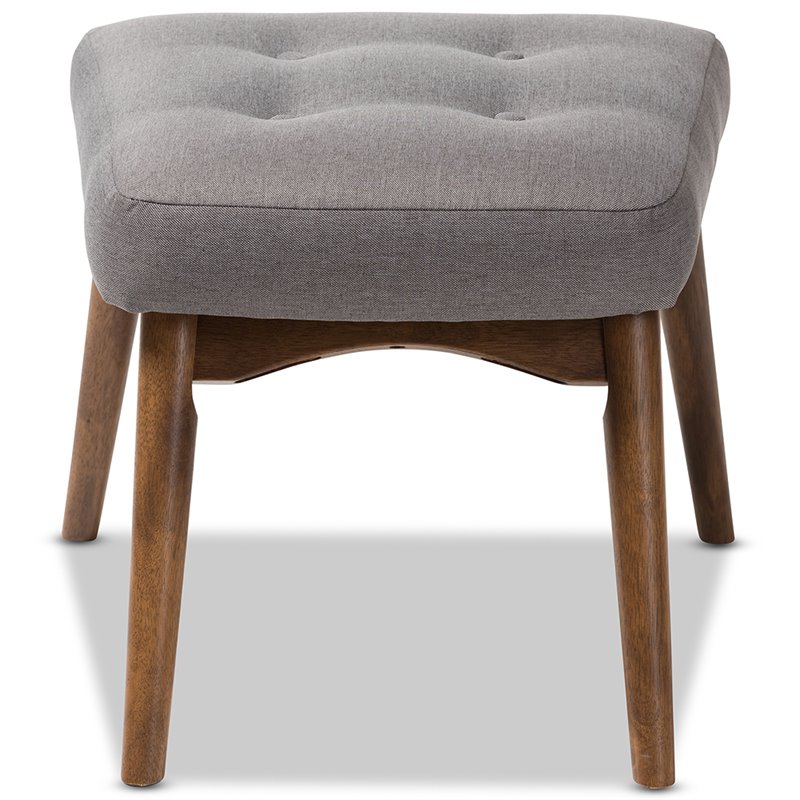 Bowery Hill Contemporary Tufted Ottoman in Gray