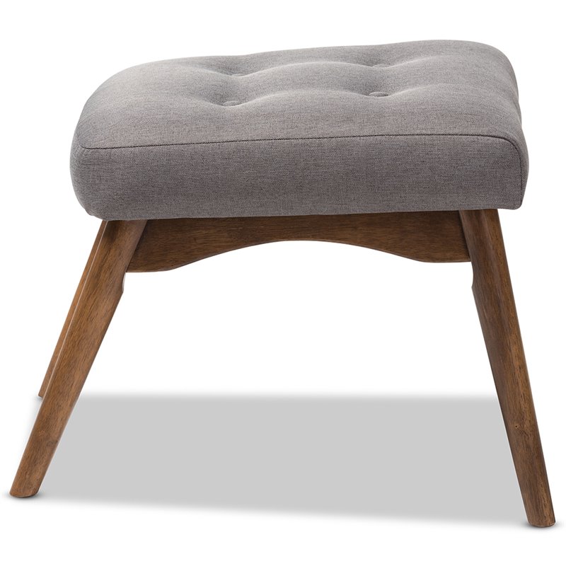 Bowery Hill Contemporary Tufted Ottoman in Gray