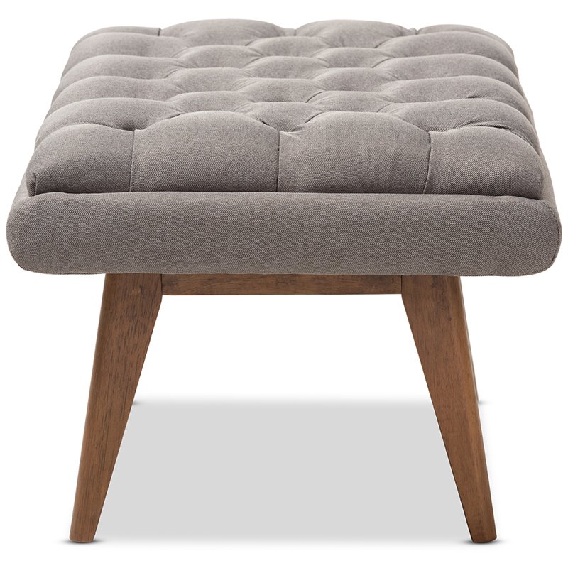 Bowery Hill Tufted Ottoman in Gray and Walnut