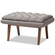 Bowery Hill Tufted Ottoman in Gray and Walnut