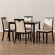 Bowery Hill Modern 5 Piece Dining Set in Beige and Dark Brown