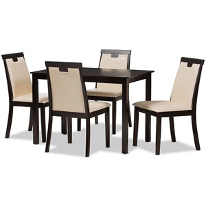 Bowery Hill Modern 5 Piece Dining Set in Beige and Dark Brown