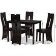 Bowery Hill Modern 5 Piece Dining Set in Dark Brown