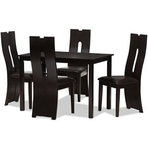 Bowery Hill Modern 5 Piece Dining Set in Dark Brown