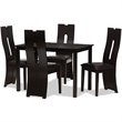 Bowery Hill Modern 5 Piece Dining Set in Dark Brown