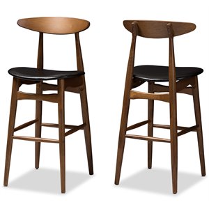 Bowery Hill 30&quot Bar Stool in Black and Walnut Brown (Set of 2)