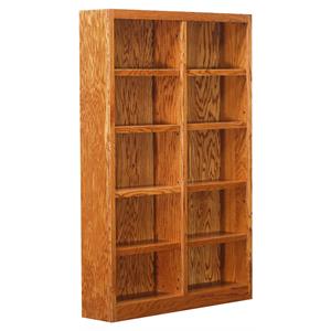 The Bowery Hill Traditional 72&quot Tall 10-Shelf Double Wide Wood Bookcase in Oak