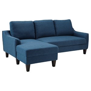 bowery hill contemporary sofa chaise sleeper in blue fabric